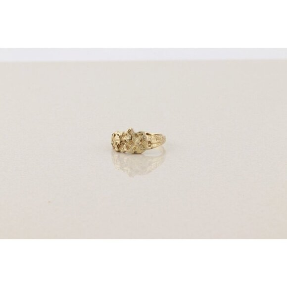 Mens 10k Yellow Gold Nugget Band Ring Size 10 1/2 - Picture 5 of 8